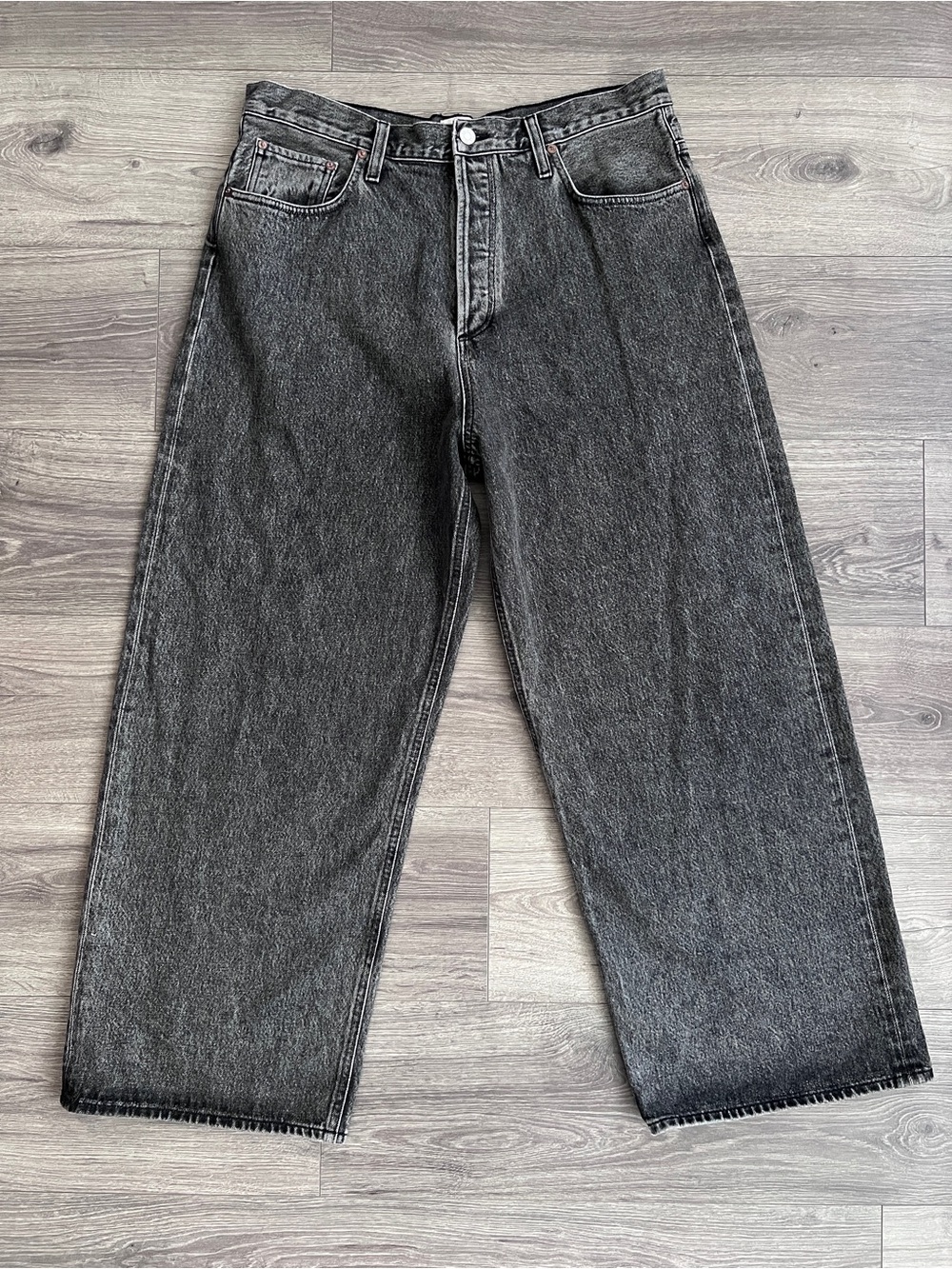AGOLDE Baggy Wide Leg Jeans Size 32 Gray Wash High Rise Retro Grunge Boho Fall